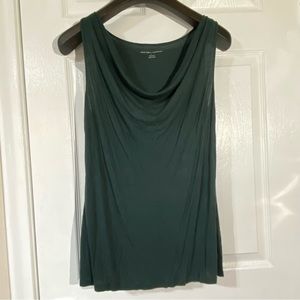 New York & Company Dark Green Draped Tank Top